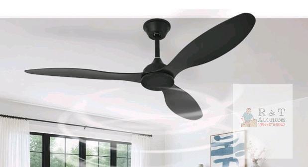 MuyuTc 52" Ceiling Fan with Remote: 3 Blade Indoor Outdoor Ceiling Fans w/o Light , Black