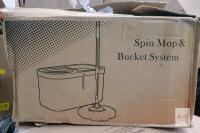 Spin Mop & Bucket System, 2 Microfiber Mop Heads, Orange/White, Stainless Handle,