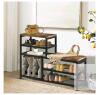 Vasagle LBS30BX Multi-Tier Shoe Storage Bench, 40.9"x11.8"x27.7", 150lb Capacity, Rustic Brown/Black new in box - 3