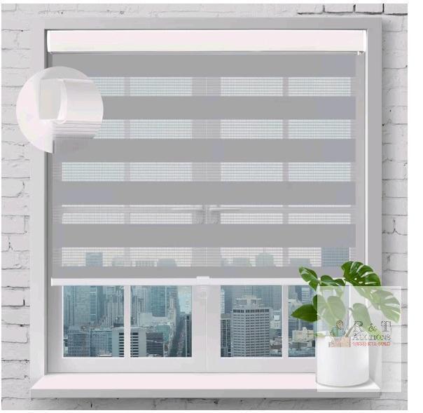 SEEYE Cordless Zebra Blind, 31" x 72", White/Grey, Light Filtering, Inside Mount new