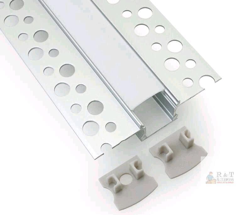 12-Pack Plaster-In Aluminum LED Channel with Frosted Diffuser, 3.3ft, 20mm Width, End Caps Included