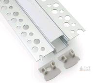 12-Pack Plaster-In Aluminum LED Channel with Frosted Diffuser, 3.3ft, 20mm Width, End Caps Included