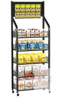 POIUNA 65" 5-Tier Metal Snack Rack Display Stand with Hooks & Wheels new
