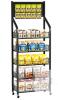 POIUNA 65" 5-Tier Metal Snack Rack Display Stand with Hooks & Wheels new