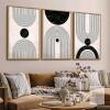 New Framed Wall Art Canvas Set Mid Century Boho Pictures Modern Abstract Geometric Wall Decor Minimalist Black Beige Bohemian Canvas Painting Artwork for Living Room Bedroom Office 15.75" &times; 23.5" &times; 1" Natural