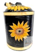 Large 17.75" Tall Handpainted Sunflower Oil Can Signed" Dawn", Cozy Farmhouse Decor