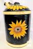 Large 17.75" Tall Handpainted Sunflower Oil Can Signed" Dawn", Cozy Farmhouse Decor - 2