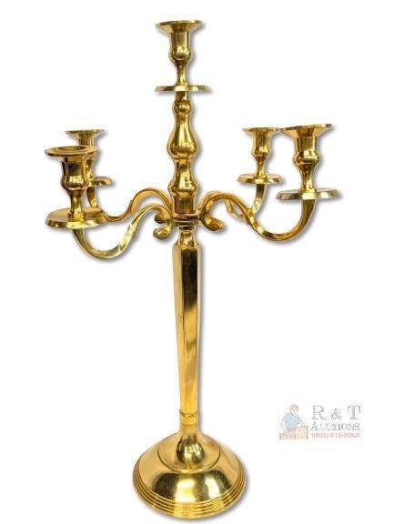 Vintage Large 26.6" Tall Brass Candelabra, 4 Arms, Arms Loose In Need Of Tightening