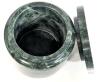 Green Marble Vanity Lidded Jar, 4" Diameter &times; 4.25" Tall, No Chips or Cracks, Fleabites Along Inner Lid Rim - 2