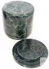 Green Marble Vanity Lidded Jar, 4" Diameter &times; 4.25" Tall, No Chips or Cracks, Fleabites Along Inner Lid Rim - 3