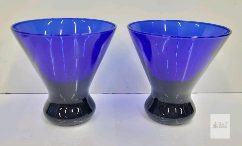 Vintage Libbey Cobalt Blue Martini Glasses , Pair