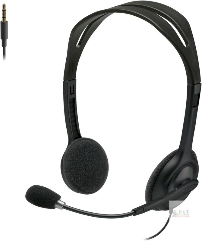 New Logitech H111 Wired Headset, Stereo Headphones with Noise-Cancelling Microphone, 3.5 mm Audio Jack, PC/Mac/Laptop/Smartphone/Tablet - Black
