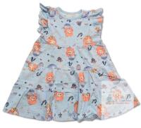 New Size 2T Girls' BliBliTaTa Cotton Blend Mermaid Summer Dress With Pockets, 96% Cotton 4% Elastane, Tagless, Ruffled Swing Sundress X004Y6WZ4V