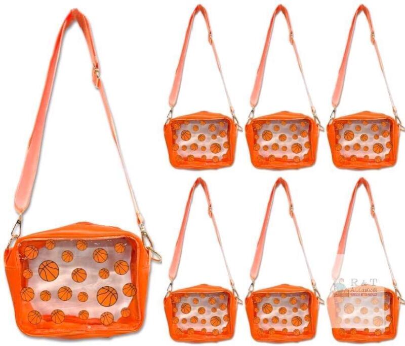 New Shinylin 6 Pcs Clear BASKETBALL Crossbody Bags PVC Clear Crossbody Stadium Approved Bags for Sport Events Concerts