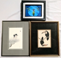 3 Framed Bird-Themed Prints (1 Signed)