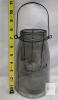 Jall & Co. Mason Jar Lantern, Smoky Glass, 8.5" Tall, Wire Handle, Removable Candle Holder, 2012 Patent - 2