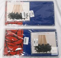 2 Spider Web Cake Decoration Set with Red & Blue Table Cover, 8 Cake Toppers, New, X004C530TY