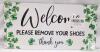 Set of 2 Shamrock Wooden Wall Plaques - 11.5"x6" - Welcome & Shenanigans, Rope Hanging, New - 2