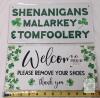 Set of 2 Shamrock Wooden Wall Plaques - 11.5"x6" - Welcome & Shenanigans, Rope Hanging, New - 6