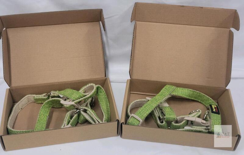 Plutus Pet XS Cotton Hemp Step-In Dog Harness Green &ndash; Adjustable, Plastic Buckle, Metal D-Ring