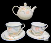 Vintage SADLER England Wellington Pattern Bone China Teapot 6" & 2&times; Tea Cups With Saucers, No Chips or Cracks, Heavy Crazing on Teapot
