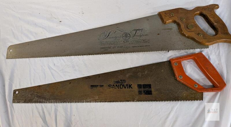 Sandvik 277 Tradition 25" 7 TPI Swedish Hand Saw w/ Hardwood Handle & 20" Plastic Handle Saw