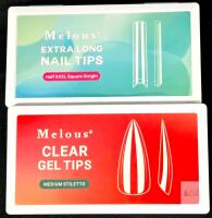 2 New MELOUS Clear Nail & Gel Tips Kits : Half XXXL Square Straight & Medium Stiletto