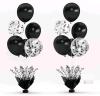 New 2 Black Table Balloons Foil Spray Centerpiece with Black and Confetti Balloons Stand Kit