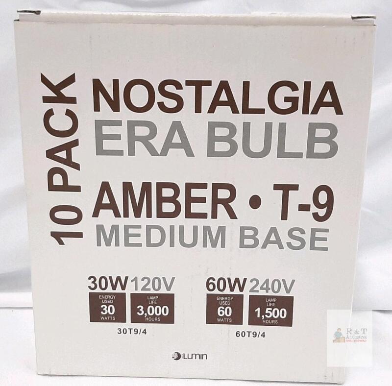 *Lumin L4082 Nostalgia Era T-9 Amber Light Bulbs, 30W/60W, Medium Base, 5 in box**