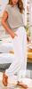 New sz Large Womens Two Piece Outfits Sweatsuits Sets Knit Pullover Tops High Waisted Pants LoungeWear Tracksuit Matching Setss( Khaki White,L)