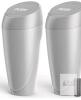Aujen Car Trash Bin Gray, Model AJALT569-2-GY, 3.5"x3.5"x7.7", Flip Lid, ABS Plastic