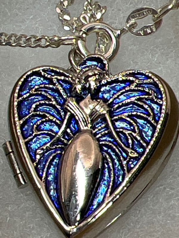 Hallmark Blue Angel Pendant #3 925 Sterling 20 inch chain