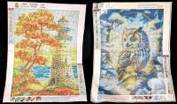 2 New 11.8" &times; 15.37" DIY Diamond Painting Art Kits : Fall Lighthouse & Winter Owl