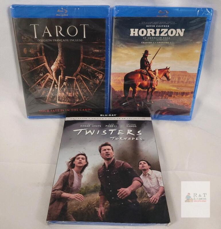 Three (3) New Blu-Ray Movies . Horizon (western) , Twister (action) & Tarot (horror) . All Sealed.