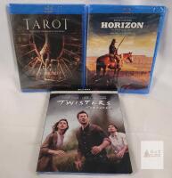 Three (3) New Blu-Ray Movies . Horizon (western) , Twister (action) & Tarot (horror) . All Sealed.