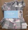NEW BedHead Pajamas 2-Piece Cotton Plaid Set, Women's Size Large, Gray/Pink, Button-Up Top
