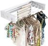New Paihocou Collapsible Clothing Storage Organizer Drying Rack Wall Mounted for Laundry- 5 Aluminum Rods with 6 Hook Foldable Closet Shelves, Space Saving Storage for Indoor Outdoor(White,31.5'')