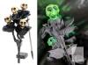 New Green Glowing Skull Rose Solar Halloween Lights, Spooky Solar Powered Decorative Stake for Garden Courtyard 28" Long Assembled