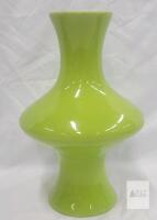 Bright Lime Green Mid-Century Modern Ceramic Vase, Bulbous 11.75" Retro Style
