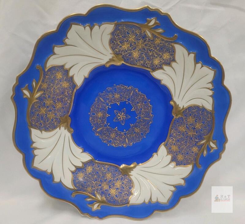 Weimar Porzellan Jutta 519 66 Decorative Plate, 11.5" Diameter, Cobalt Blue and Gold
