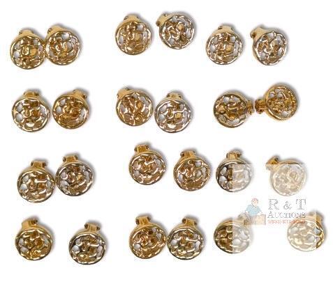 12 Pairs Vintage D'ORLAN Clip-On Goldtone Earrings, Number 4228, 0.75" Diameter