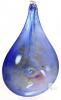 Handblown Art Glass Flat Iridescent Tear Drop Ornament Dark Blue, 7.5" Long No Chips or Cracks - 4