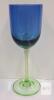 Set of 6 Metropolis by Block Handblown Tall Blue w/Green Stem/Base Wine Glasses - 2