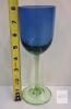 Set of 6 Metropolis by Block Handblown Tall Blue w/Green Stem/Base Wine Glasses - 3