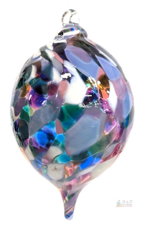 Handblown Art Glass Reverse Teardrop Gazing Ball / Witch Ball / Friendship Ball Ornament, 5.75" No Chips or Cracks