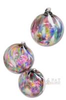 3 Handblown Art Glass Gazing Ball / Witch Ball / Friendship Ball Ornament, 2.75" No Chips or Cracks