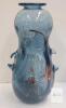 Hand-Blown Art Glass Vase, 9" Tall, Blue with Copper Streaks, Signed "B.F. Guild"