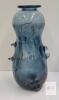 Hand-Blown Art Glass Vase, 9" Tall, Blue with Copper Streaks, Signed "B.F. Guild" - 2
