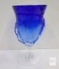 Hand-Blown Cobalt Blue Art Glass Goblet, Signed and Dated 89, Swirled Clear Stem, 7-Inch - 2