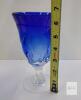 Hand-Blown Cobalt Blue Art Glass Goblet, Signed and Dated 89, Swirled Clear Stem, 7-Inch - 5